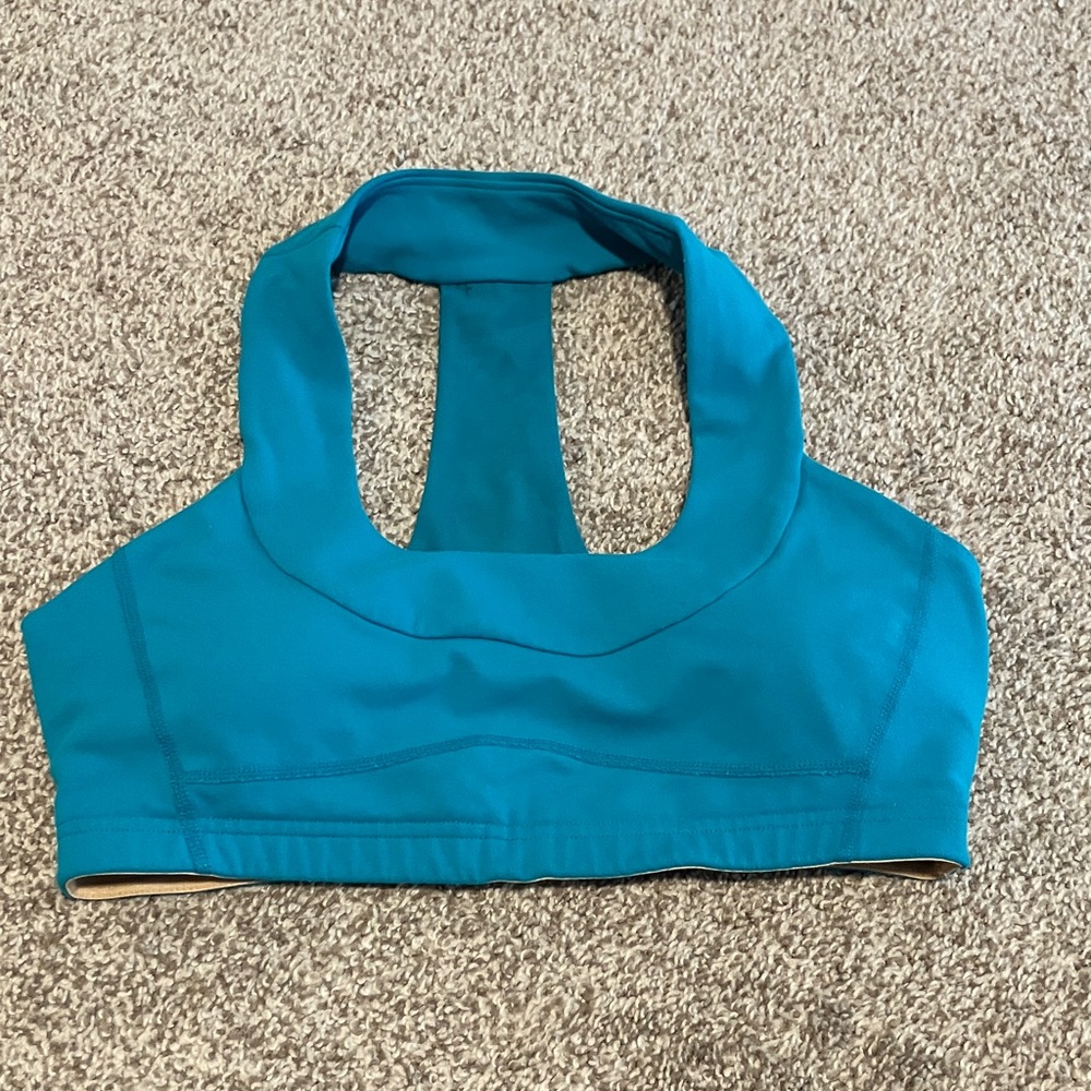 LULULEMON SCOOP NECK TANK WITH BUIT IN PADDED BRA TEAL SIZE SMALL/MEDIUM